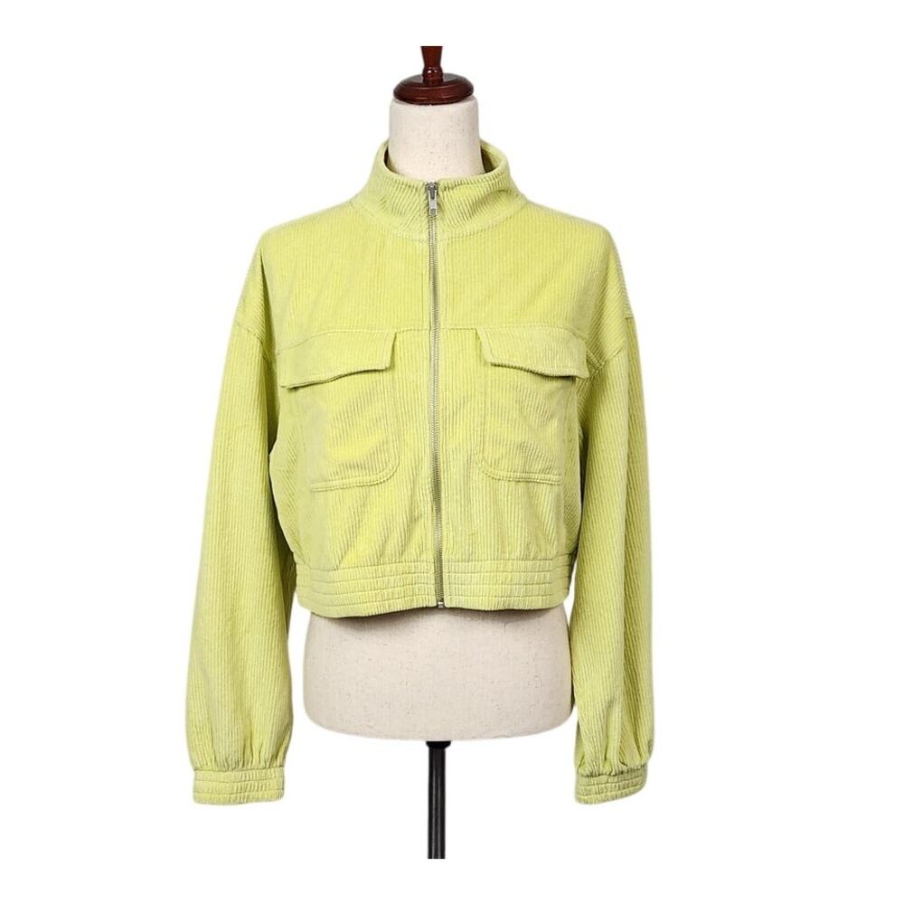Aerie Groove On Cropped Corduroy Jacket Full Zip Long Sleeve Size Medium New